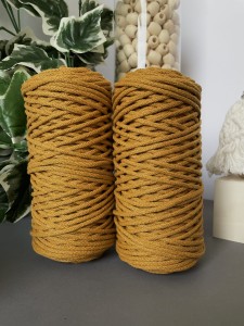 LC - sznurek pleciony - 3 mm - MUSZTARDOWY