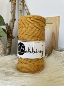 BOBBINY - 3ply - sznurek potrójnie skręcany - 3 mm - MUSZTARDOWY