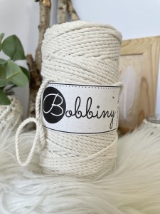 BOBBINY - 3ply - sznurek potrójnie skręcany - 3 mm - NATURALNY