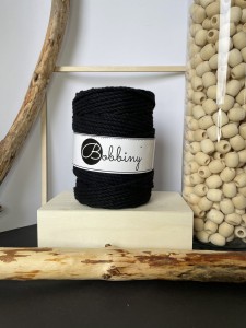 BOBBINY - 3ply - sznurek potrójnie skręcany - 5 mm - CZARNY