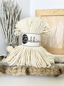 BOBBINY - sznurek pleciony - 3 mm - NATURALNY