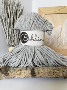 BOBBINY - sznurek pleciony - 3 mm - JASNY SZARY