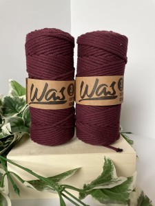 WAS - sznurek pleciony - 3 mm "BURGUND"