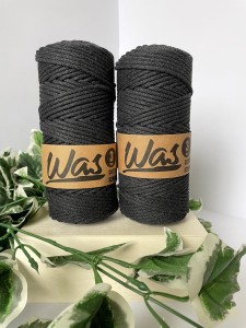 WAS - sznurek pleciony - 3 mm "ANTRACYTOWY"