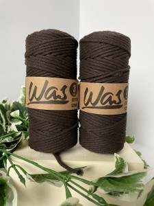 WAS - sznurek pleciony - 3 mm "CIEMNY BRĄZOWY"