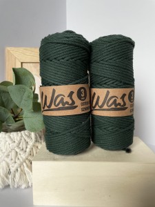 WAS - sznurek pleciony - 3 mm "BUTELKOWA ZIELEŃ"