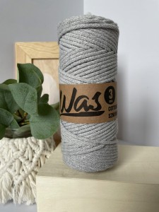 WAS - sznurek pleciony - 3 mm - SZARY - SREBRNA NITKA