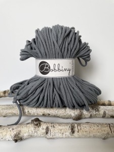 BOBBINY - sznurek pleciony - 5 mm "STALOWY"