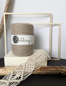 BOBBINY - 3ply - sznurek potrójnie skręcany - 5 mm - PIASKOWY