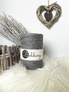 BOBBINY - sznurek skręcany - 5 mm - STALOWY 100 m