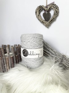 BOBBINY - sznurek skręcany - 5 mm - JASNY SZARY 100 m