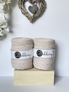 BOBBINY - 3ply - sznurek potrójnie skręcany - 5 mm - CIELISTY