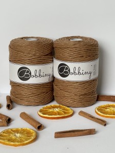 BOBBINY - sznurek skręcany - 5 mm - ZŁOTY  KARMELOWY 100 m 