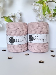 BOBBINY - 3ply - sznurek potrójnie skręcany - 5 mm - PASTELOWY RÓŻ