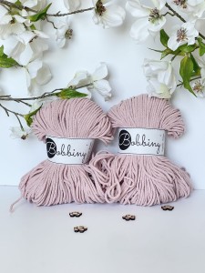 BOBBINY - sznurek pleciony - 3 mm - PASTELOWY RÓŻ