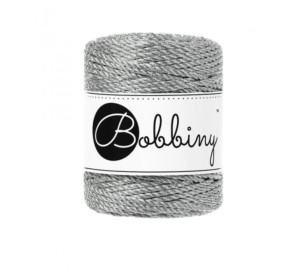 BOBBINY - 3ply - sznurek potrójnie skręcany - 3 mm - METALICZNE SREBRO