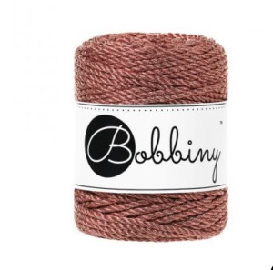 BOBBINY - 3ply - sznurek potrójnie skręcany - 3 mm - METALICZNY MIEDZIANY