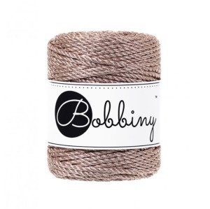 BOBBINY - 3ply - sznurek potrójnie skręcany - 3 mm - METALICZNY RÓŻOWY