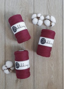 BOBBINY - sznurek skręcany - 3 mm - 100 m -  CZERWONE WINO