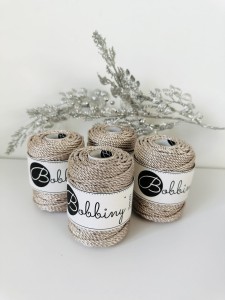 BOBBINY - 3ply - sznurek potrójnie skręcany - 3 mm - METALICZNY PLATYNOWY