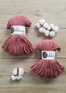 BOBBINY - sznurek pleciony - 3 mm - PIWONIA
