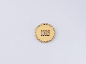Złote kółeczko IHS z falbanką