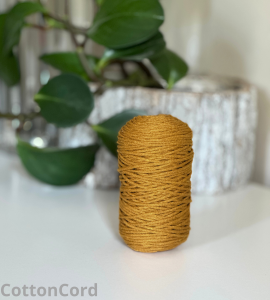 LC - SZNUREK PLECIONY - 2 mm - MUSZTARDA