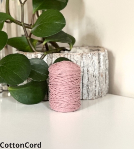 LC - SZNUREK PLECIONY - 2 mm - PUDROWY RÓŻ