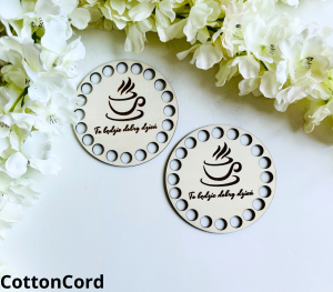 Drewniana baza okrągła 10 cm, koszyczek podkładka pod kubek 4 mm wzór 6