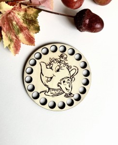 Drewniana baza okrągła 10 cm, koszyczek podkładka pod kubek 4 mm wzór 55