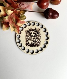 Drewniana baza okrągła 10 cm, koszyczek podkładka pod kubek 4 mm wzór 53