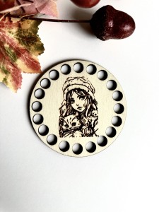 Drewniana baza okrągła 10 cm, koszyczek podkładka pod kubek 4 mm wzór 52