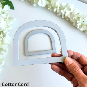 Uchwyty rączki do torebki drewniane w kształcie litery D popielate 2 szt. 12,5cm X 10,7cm 