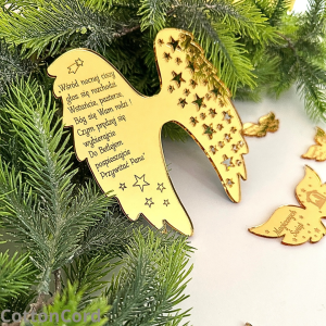 Złote skrzydła z kolędą „Wśród nocnej ciszy” 14 cm