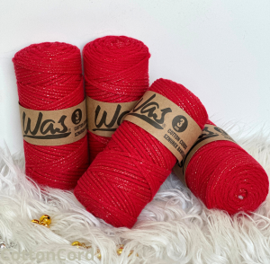 WAS - sznurek pleciony - 3 mm "BIAŁY ZE ZŁOTEM"