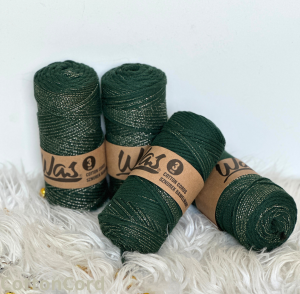 WAS - sznurek pleciony - 3 mm "BUTELKOWY ZE ZŁOTEM”