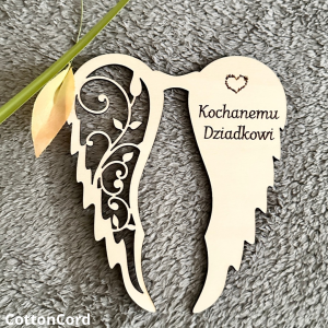 Drewniane skrzydła Kochanemu Dziadkowi 13 cm X 15 cm wzór Anielskie 33 (1)