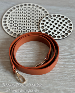 Ucho pasek do torby skórzane z karabińczykami szerokość 2,4 cm Koniakowy złoty