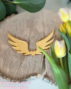 Złote skrzydła z lustrzanej pleksi  12 cm X 7 cm wzór Anielskie 43