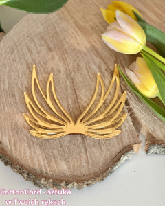 Złote skrzydła z lustrzanej pleksi  10 cm X 8 cm wzór Anielskie 19