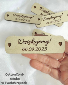 Personalizowana tabliczka drewniana 10 x 3 cm – podziękowanie, grawer, data