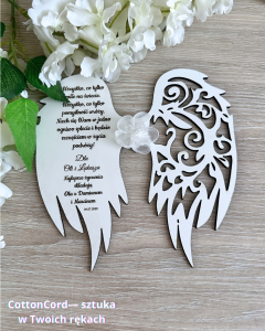 Personalizowane skrzydełka z życzeniami – biała płyta HDF 20 cm