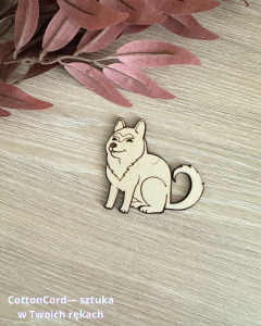 Scrapka ze sklejki – piesek Shiba Inu 7 cm, drewniany piesek
