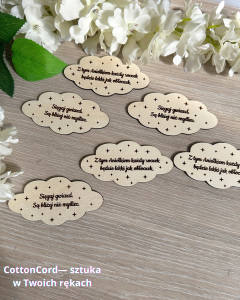 Personalizowana tabliczka drewniana chmurka  10 x 5 cm