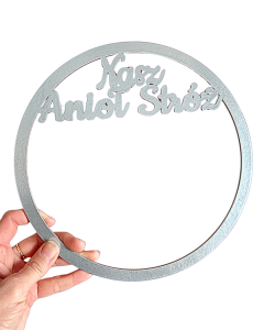 Srebrna obręcz z napisem Nasz Anioł Stróż 