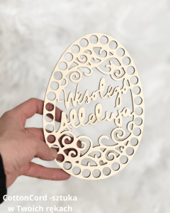 Drewniana baza do koszyczka w kształcie jajka 18 cm Wielkanoc wzór 1