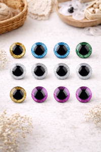 Brokatowe oczy do sowy, zabawek z zatyczką Ø25 mm para   