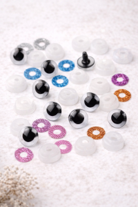 Brokatowe oczy do sowy, zabawek z zatyczką Ø20 mm- różne kolory para  