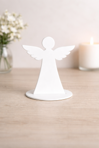 Aniołek biały stojący 15 cm – dekoracja komunijna / podziękowanie wzór 2