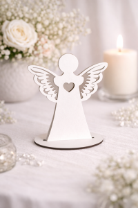 Aniołek biały stojący 15 cm – dekoracja komunijna / podziękowanie wzór 3
